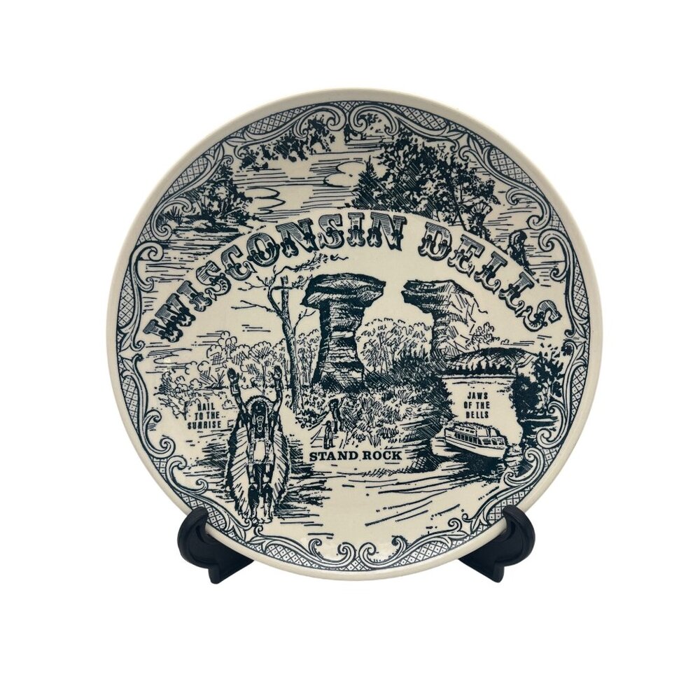 Vintage Wisconsin Dells Souvenir Plate 10” Ironstone Spin Original Made In USA
